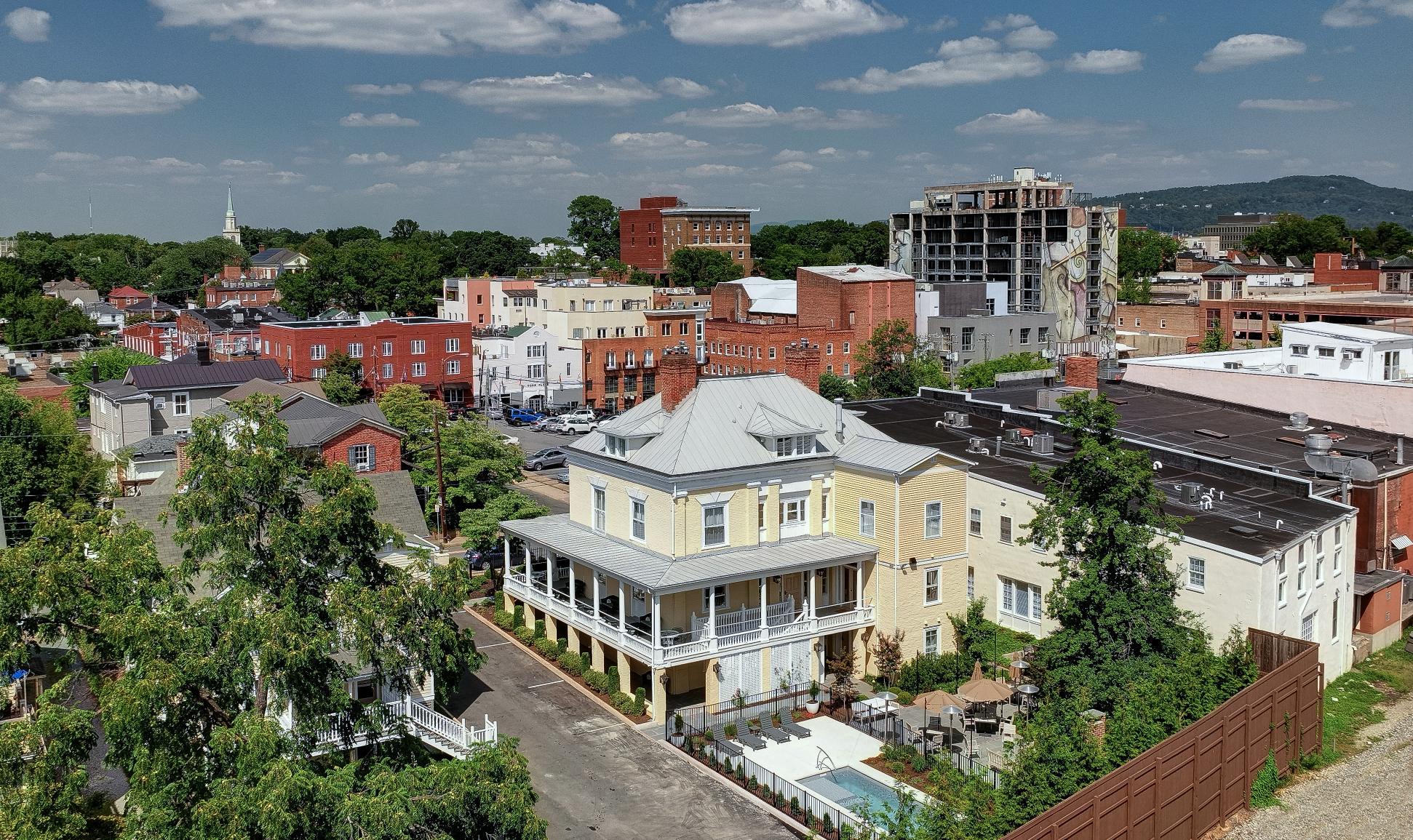 Elegant hotel lobby with sophisticated seating and landscape artwork