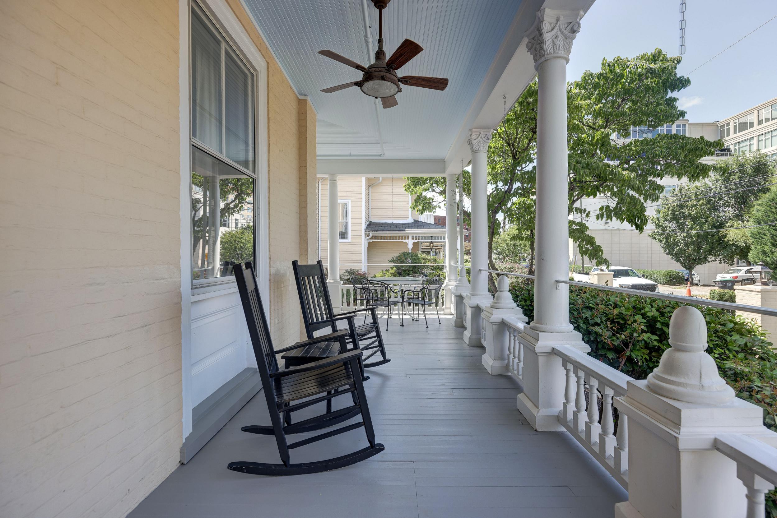 Peaceful rocking chairs on the porch