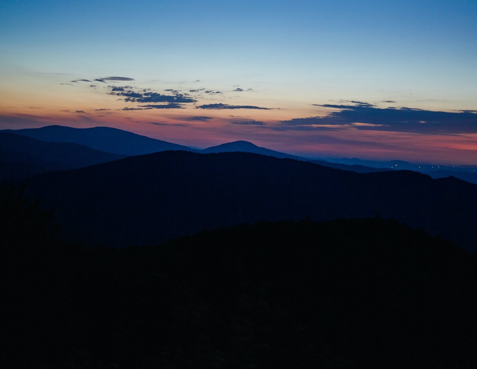 sunset over mountains in VA